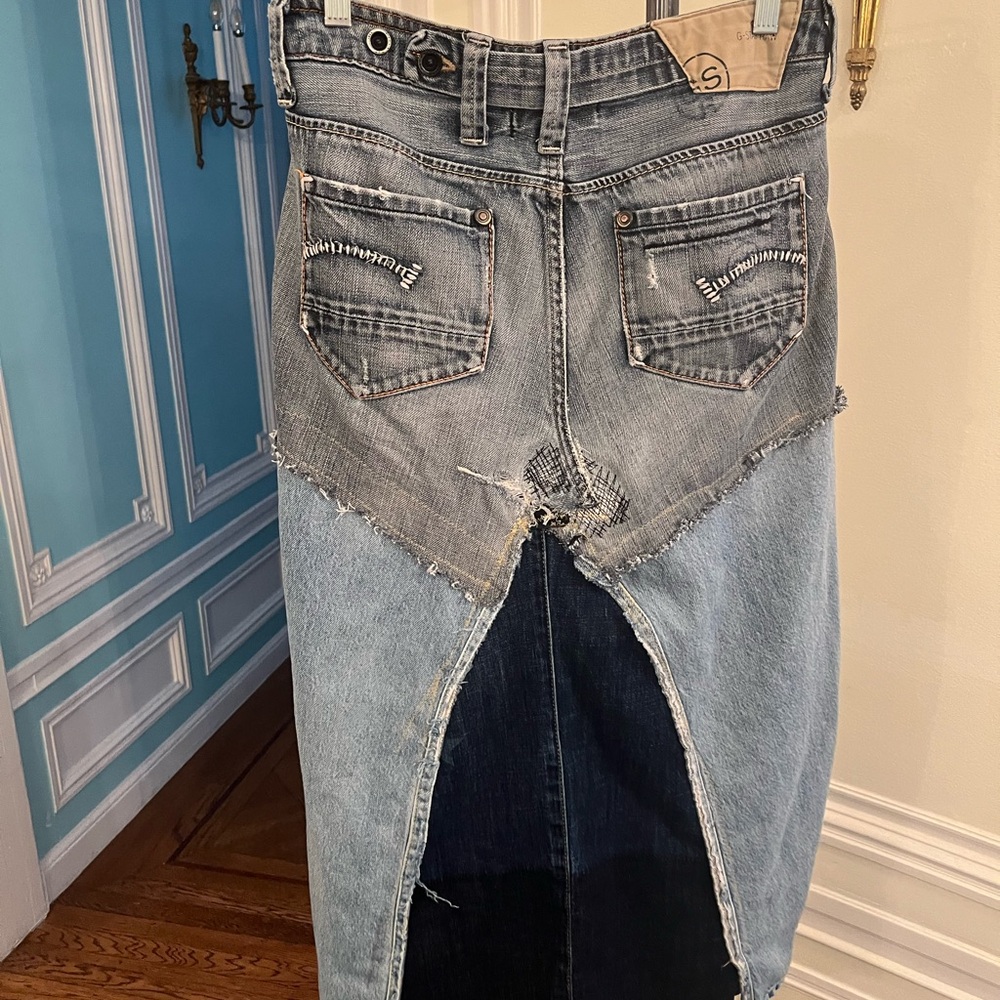 Handmade Up-cycled Stylish Denim Skirt Made of High Quality Jeans